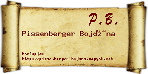 Pissenberger Bojána névjegykártya